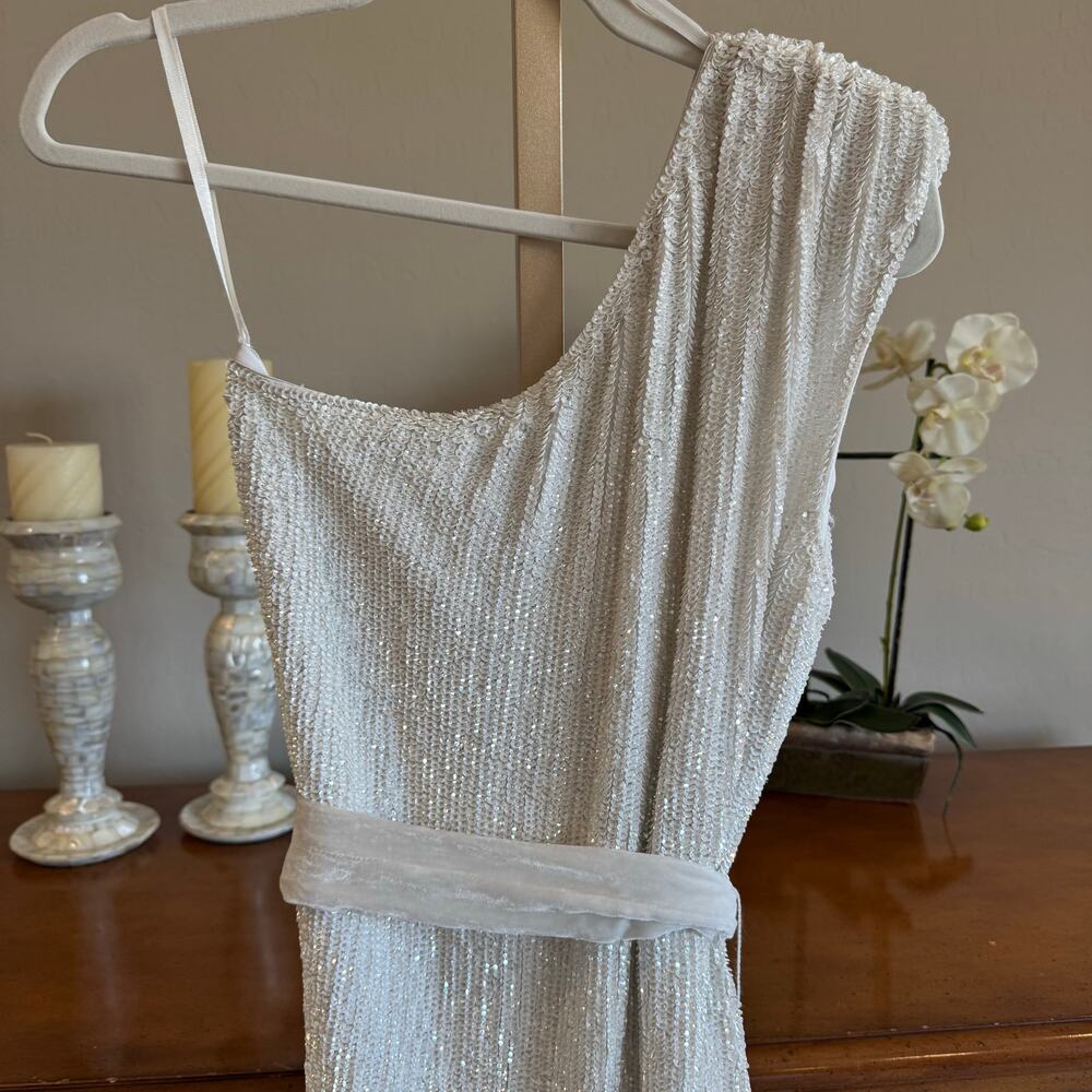 Retrofête Ella Sequin One Shoulder Dress White NWT Size M Sold Out Retail $525 - Picture 10 of 13